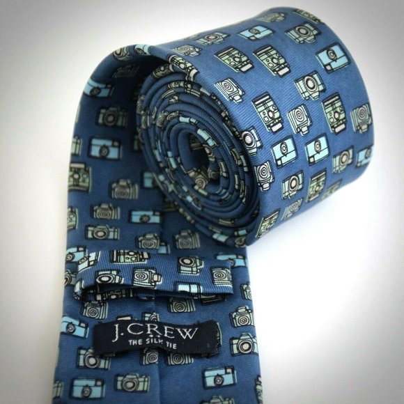 J Crew Silk Tie with Camera Motif - Picture 1 of 5